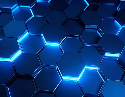 未来的な六角形幾何学模様のブルー背景