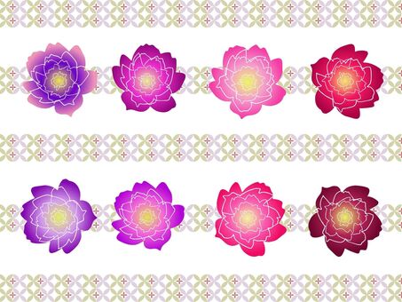 和モダンお花と飾り罫 牡丹,ピオニー,芍薬,シャクヤク,和モダン,和風,モダン,和洋折衷,花,大輪のイラスト素材