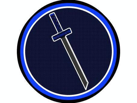 刀のアイコン『青』 刀,武器,刃,装備,モチーフ,カラー,斬る,裂く,近接,攻撃のイラスト素材