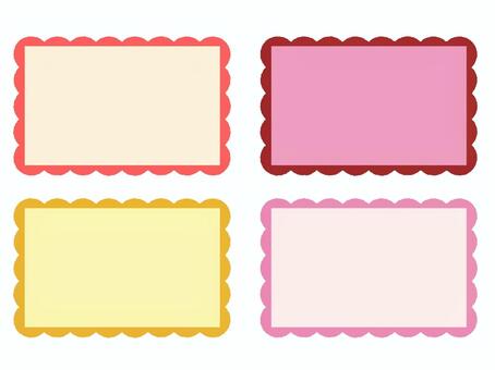 ふわふわフレームセット フレーム,ギザギザ,ふわふわ,カラフル,赤,ピンク,黄色,パステル,可愛い,シンプルのイラスト素材