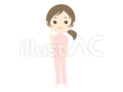 ガッツポーズをする女性看護師_ピンク