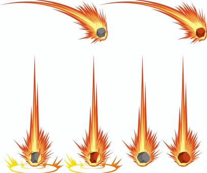 炎に包まれた隕石（流星）セット 炎,隕石,石,流星,天降石のイラスト素材