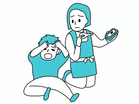 頭痛を訴える子供と母 頭痛を訴える子供と母 子供,少年,男の子,男,女性,母,ママ,困る,泣く,辛いのイラスト素材