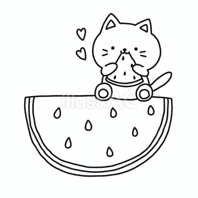 猫とスイカ スイカ,猫,夏のイラスト素材