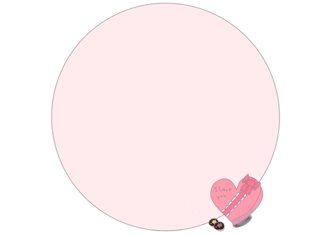 バレンタインチョコフレーム/かわいい バレンタイン,ハート,チョコレート,丸型フレーム,ピンク,可愛い,シンプル,メッセージカード,パステル,ボックスのイラスト素材