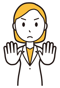  女性医師白衣(黄)-608-バスト ストップ,真剣,女医,医師,女性,白衣,スクラブ,医者,病院,医療のイラスト素材