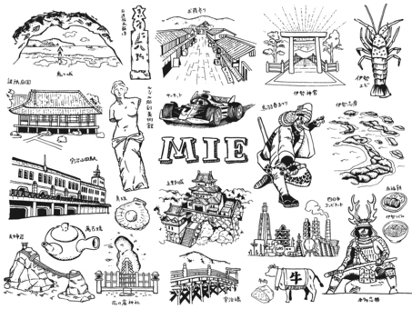 Mie prefecture illustration, , JPG, PNG and AI