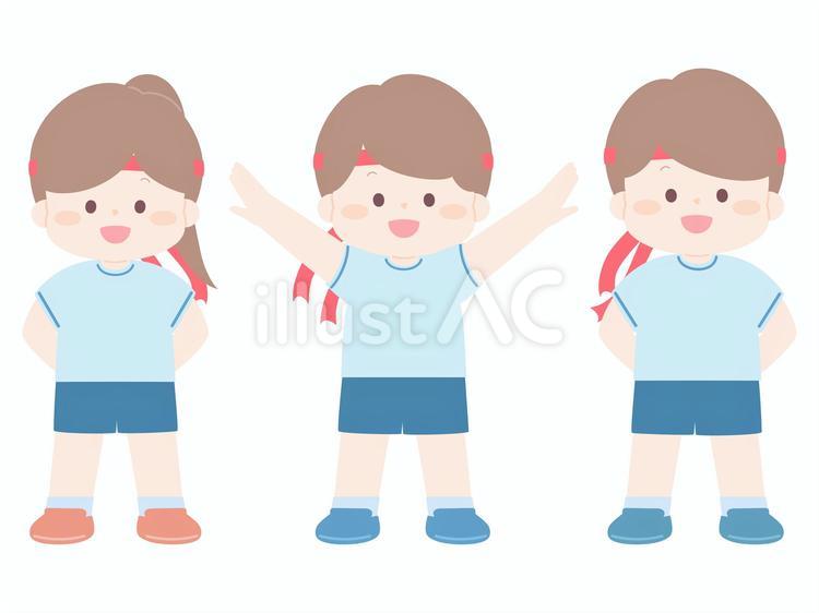 小学生（赤組を応援する子どもたち） 運動会,赤組,応援のイラスト素材