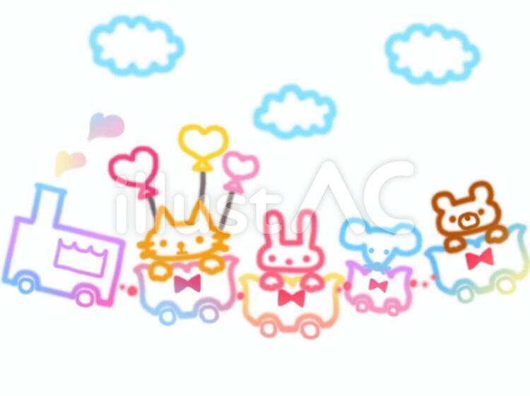 あにまる列車 動物,アニマル,ねこのイラスト素材