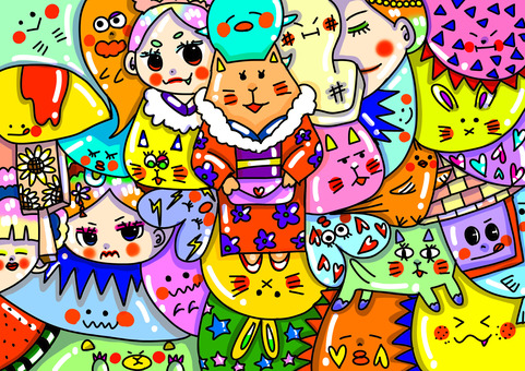 振袖 振袖,成人式,女の子,可愛い,カラフルのイラスト素材