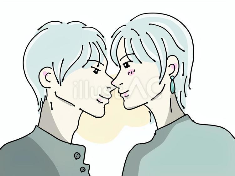 【カップル】見つめ合うふたり（２２） カップル,パートナー,夫婦のイラスト素材