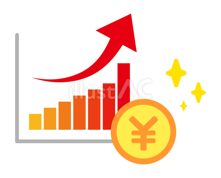 お金と上昇する棒グラフ お金,グラフ,上昇のイラスト素材