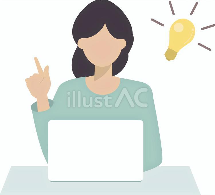 ひらめいた！アイデアが浮かんだ女性 ひらめき,アイデア,電球のイラスト素材