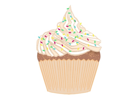 カップケーキ2ホワイト カップケーキ2ホワイト カップケーキ,ケーキ,洋菓子,お菓子,食べ物,かわいい,手描き,クリーム,トッピングシュガー,cupcakeのイラスト素材