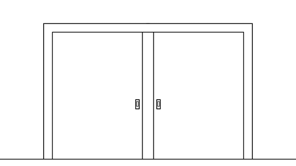 扉(線画)2_2 扉,引き戸,両開き,線画,少し開く,入口,出口,シンプルのイラスト素材