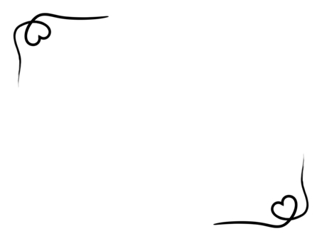 サラッと書き角ハートフレーム:黒