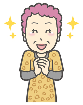  大阪のおばちゃん-136-バスト 感動,おばちゃん,大阪,ヒョウ柄,おばはん,中年,女性,関西,派手,おばさんのイラスト素材