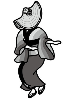 西馬音内盆踊り-2c 西馬音内,盆踊り,秋田,祭り,踊り,伝統,笠,着物,草履,足袋のイラスト素材