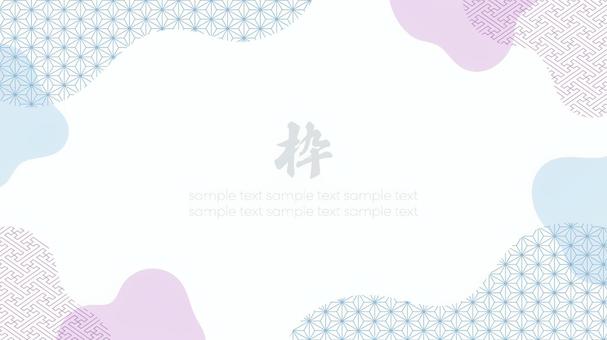 Summer color scheme Japanese pattern fluid frame 02 16:9, JPG, PNG and AI Summer color scheme Japanese pattern fluid frame 02 16:9, kenevir yaprağı, saaya, ve ele, JPG, PNG and AI