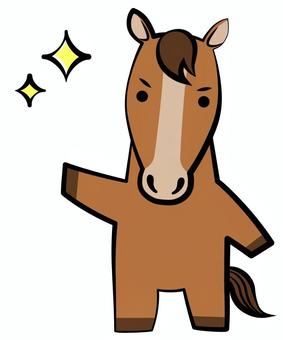 決意する馬　9 馬,目標,決意,目指す,午,見上げる,初心,成功,発見,指差すのイラスト素材