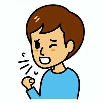 若い男性　せき せき,男性,病気,風邪,インフルエンザ,症状,ぜんそく,青年,若い,20代のイラスト素材