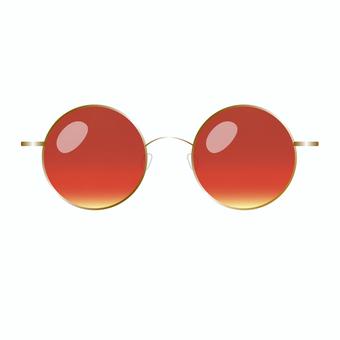 丸サングラス　赤×黄色　りんごカラー ファッション,フレーム,シンプル,ベクター,レンズ,半透明,単体,アイコン,挿絵,サングラスのイラスト素材