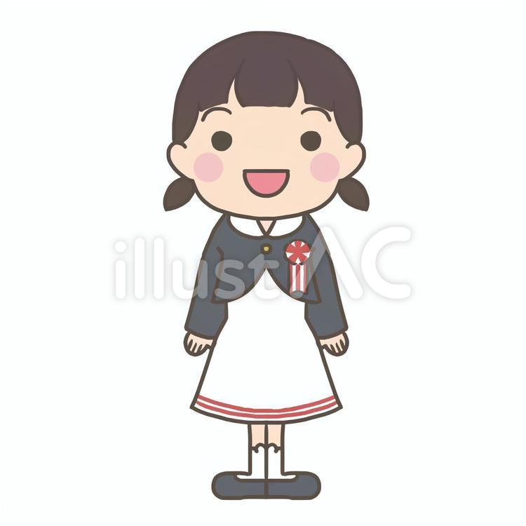 新入生の女の子 新入生,新一年生,小学生のイラスト素材