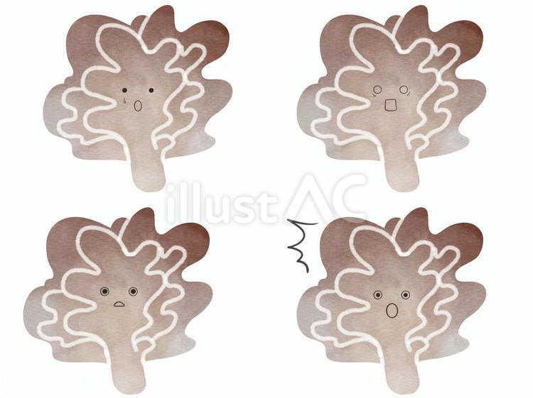 野菜のキャラの表情セット　驚　マイタケ マイタケ,きのこ,野菜のイラスト素材
