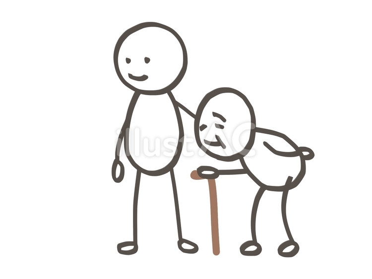 棒人間　サポートしながら散歩 棒人間,人,2人のイラスト素材