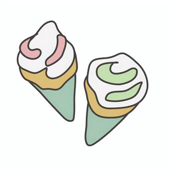 ソースがかかったクリームクレープ クレープ,食べ物,手描き,アイコン,カフェ,ソフトクリーム,イラストのイラスト素材