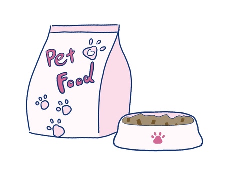 ペットフード ペット用品,餌,かわいい,手描き,食事,犬,猫,ペットフード,食器のイラスト素材