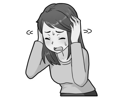 嫌な思い出が【グレースケール】 トラウマ,心的外傷後ストレス障害,女性,苦悩,フラッシュバック,グレースケールのイラスト素材