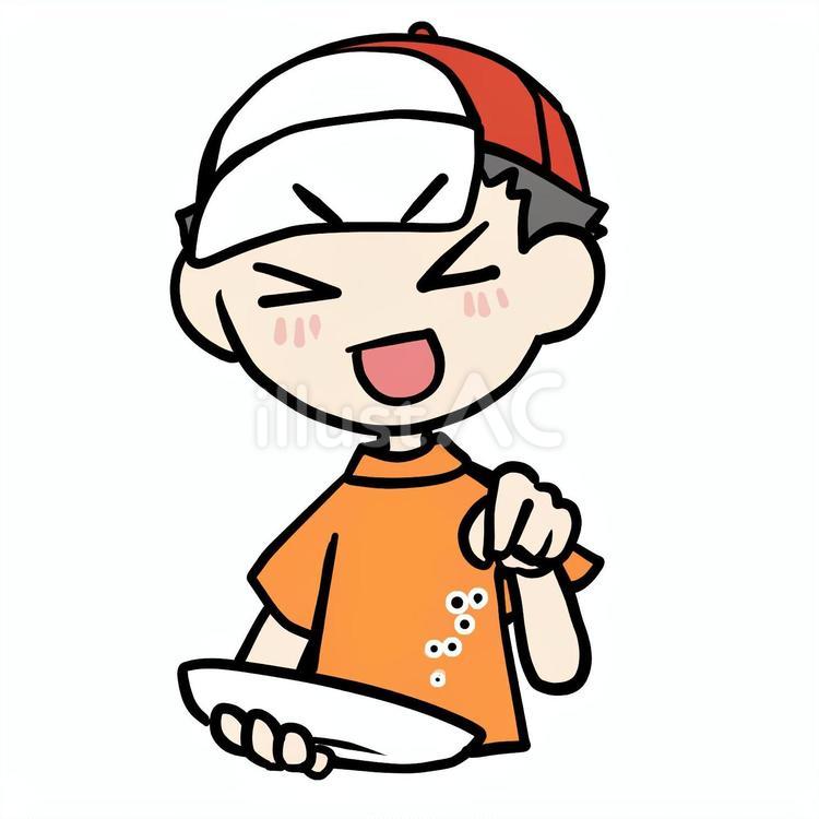 笑顔で塩を振る少年 少年,塩,振るのイラスト素材