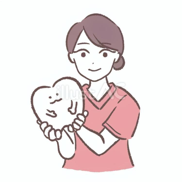 歯科衛生士と歯① 医療従事者,スタッフ,スクラブのイラスト素材