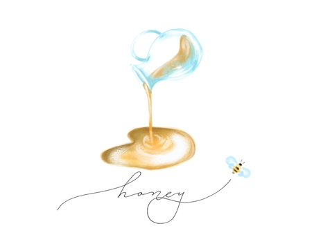 Illustration, honey, glass, bottle, 