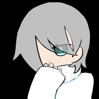 大人しい子 銀髪,ボブ,少女,大人しい,ニット,萌え袖のイラスト素材