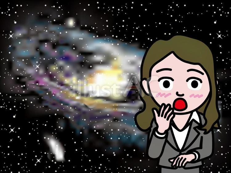 壱A：森羅万象に覚醒する宇宙女子_CS3 女性,驚く,宇宙のイラスト素材