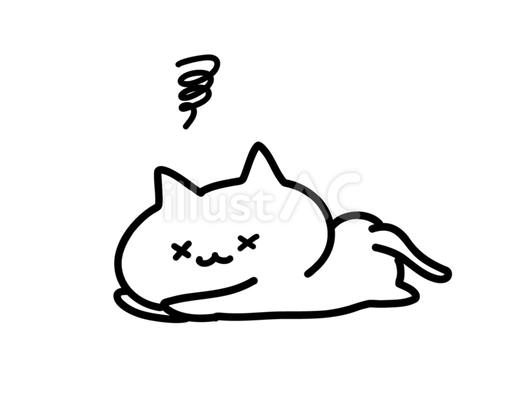 へばる猫 猫,ねこ,白猫のイラスト素材