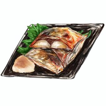 サバの塩焼き サバ,塩焼き,焼き魚,大根おろし,食べ物,ランチ,料理,皿のイラスト素材