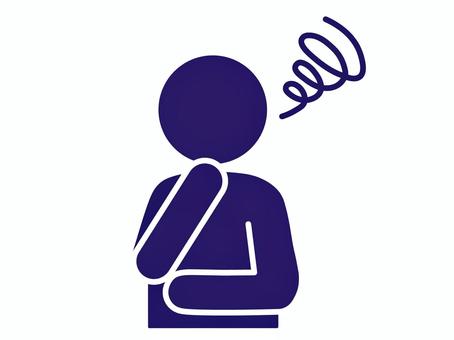 悩む人（考える人）のシルエットアイコン 悩む,人,アイコン,考える,シルエット,困る,ピクトグラム,人物,うーん,不満のイラスト素材