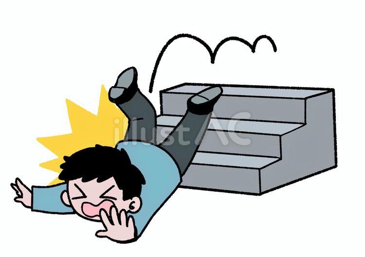 階段から転げ落ちる人 階段,落ちる,転ぶのイラスト素材