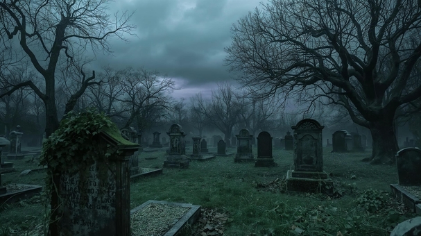 不気味な外人墓地の風景