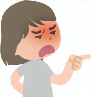 不快感をあらわにする女性 不満,不快,文句,責める,クレーム,クレーマー,激怒,怒る,指差し,言い返すのイラスト素材