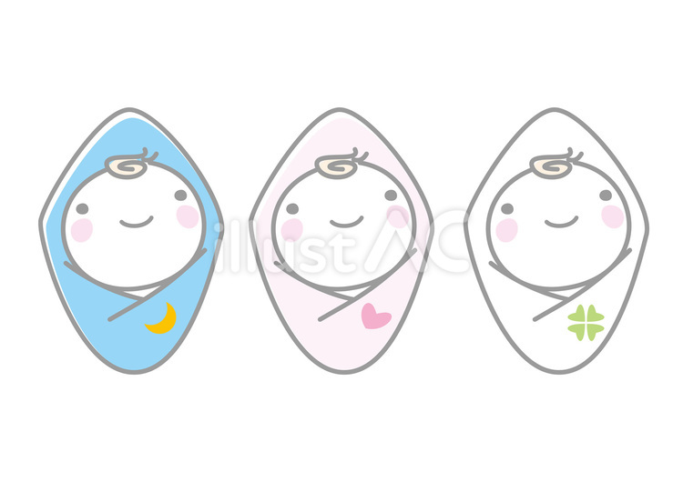 おくるみで微笑んでいる赤ちゃん おくるみ,お包み,赤ちゃんのイラスト素材