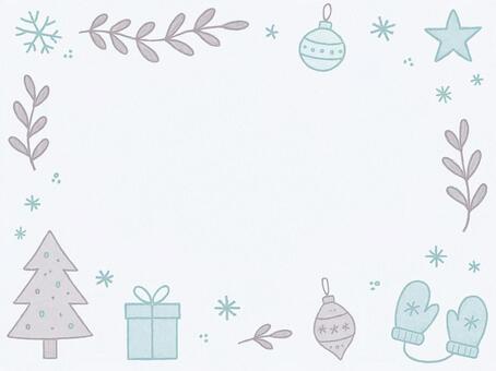 385.背景 クリスマス,冬,フレーム,枠,飾り枠,手描き,北欧風,淡色,パステル,かわいいのイラスト素材