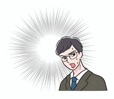驚くサラリーマン集中線付き2 驚くサラリーマン集中線付き2 サラリーマン,驚く,驚愕,緊迫,焦る,ドン引き,汗,恐怖,眉間,シワのイラスト素材