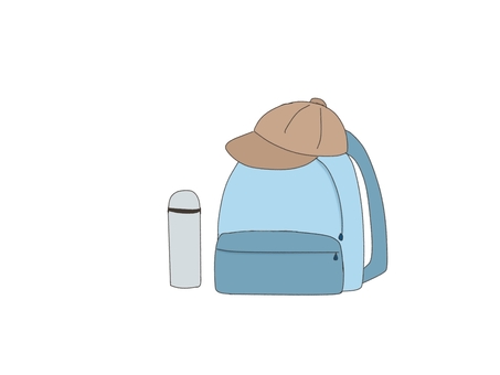 excursion belongings, ruck sack, hat, cap, JPG and PNG