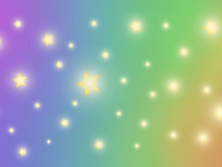 虹色背景と星 虹色,黄色,カラフル,星,光,キラキラ,紫,青,緑,オレンジのイラスト素材