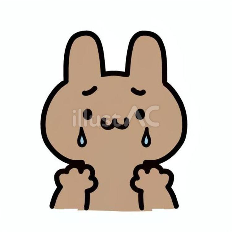 うろたえるうさぎ うさぎ,前足,顔のイラスト素材