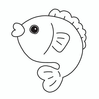 鯛 鯛,魚,お正月,年賀状,モノトーン,塗り絵,可愛い,ゆるい,手描き,デコレーションのイラスト素材